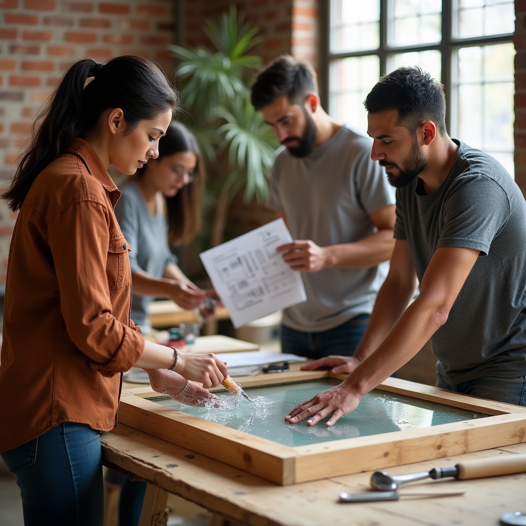 Participantes construyendo un destilador solar en taller práctico